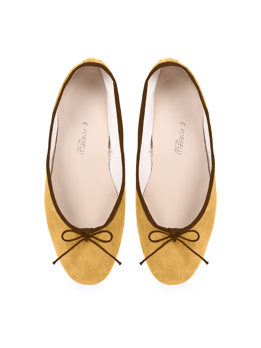Ballerine DS Mostarda camoscio Filo Marrone Scuro