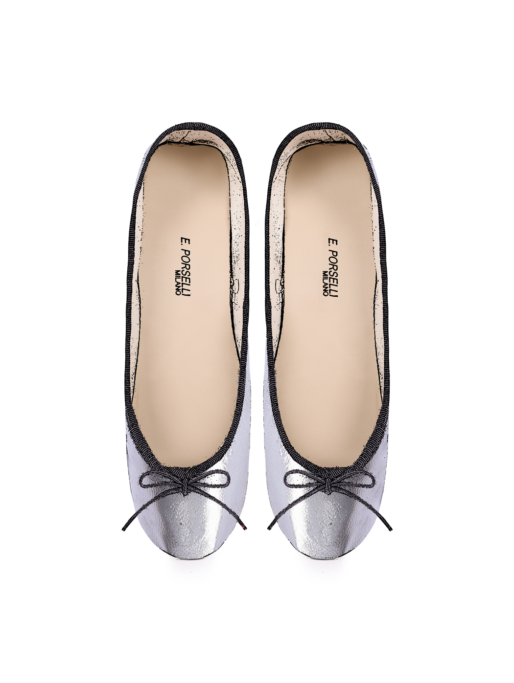 Ballerine Shoes Total Flat Silver Metallic