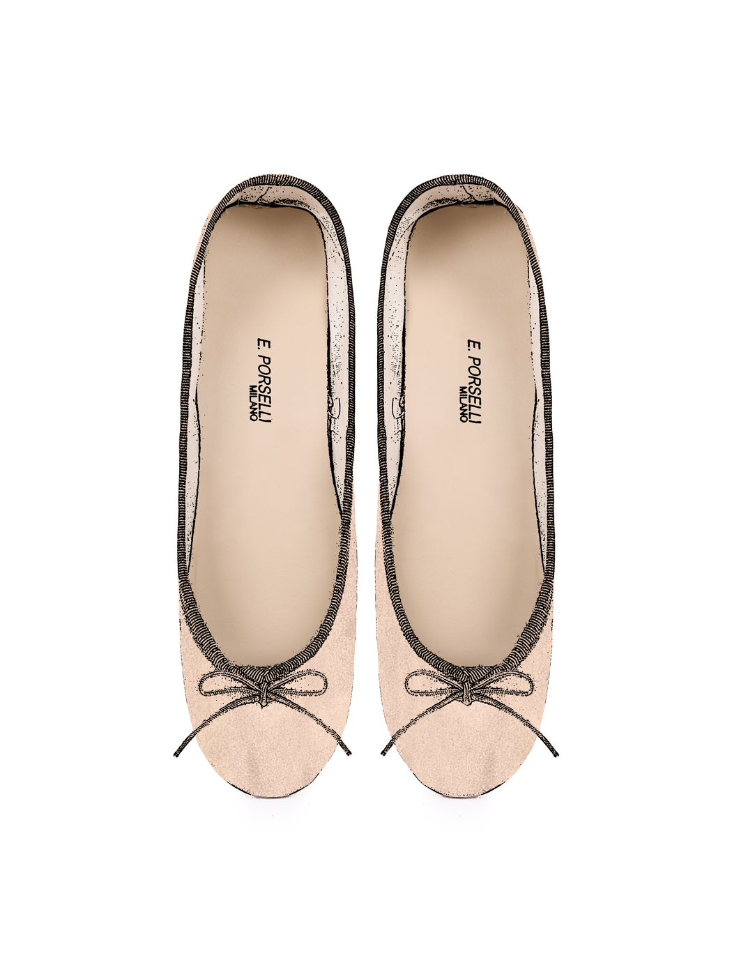 Ballerine Shoes Total Flat Nude Suede