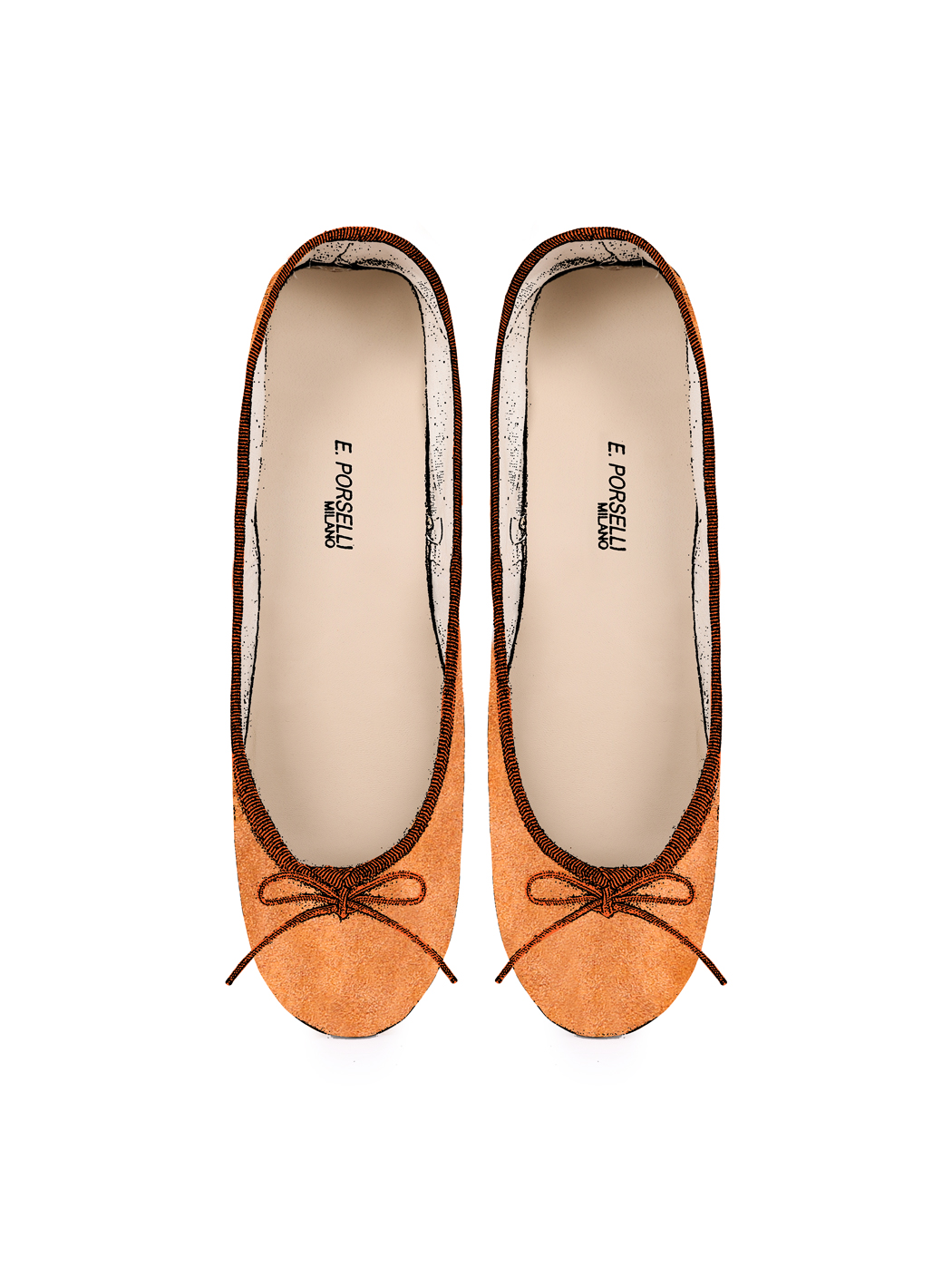 Ballerine Shoes Total Flat Orange Suede