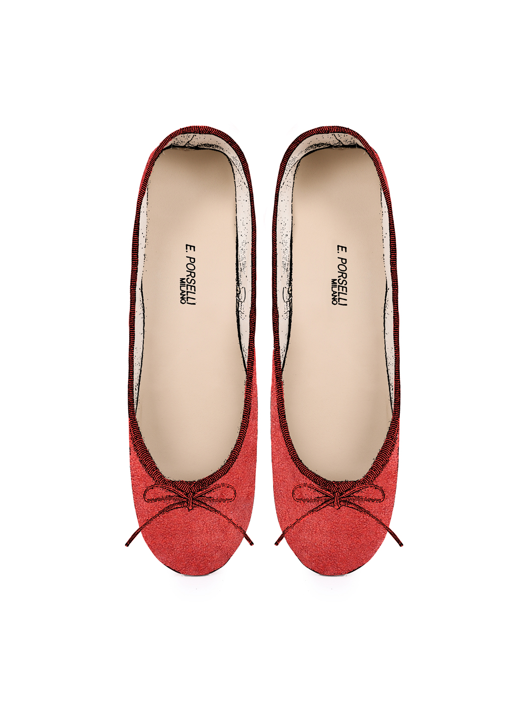 Ballerine Shoes Total Flat Red Suede