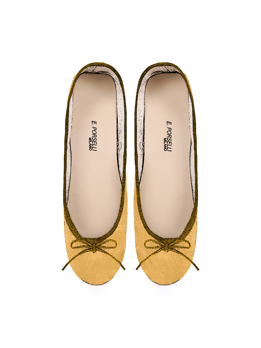 Ballerine Shoes Total Flat Mustard Suede