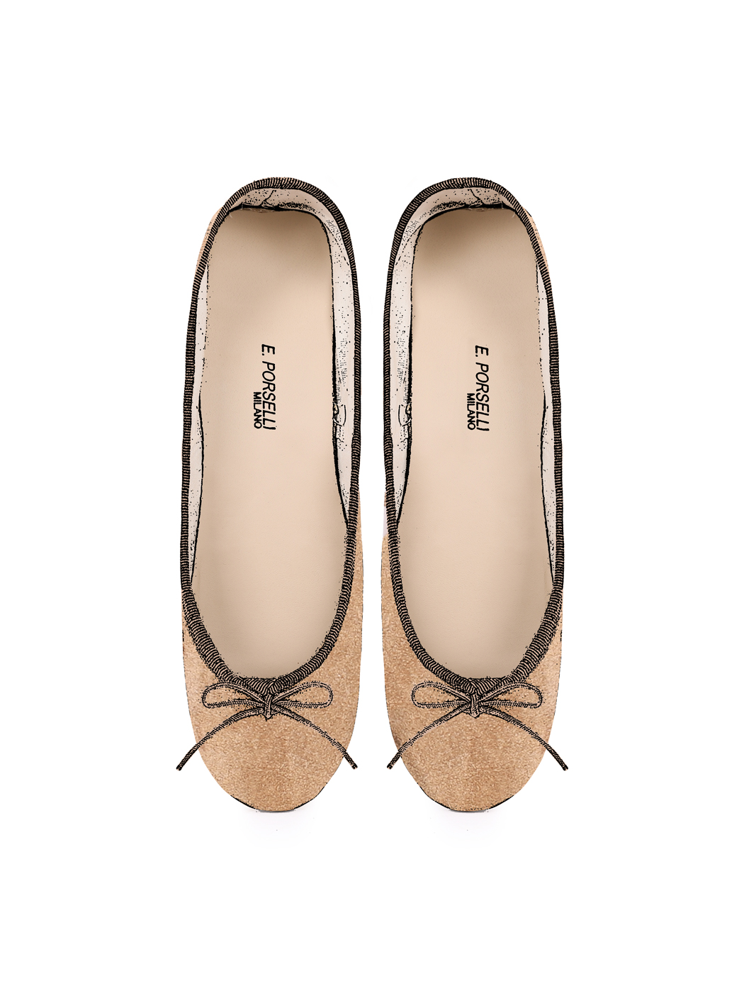 Ballerine Shoes Total Flat Light Brown Suede