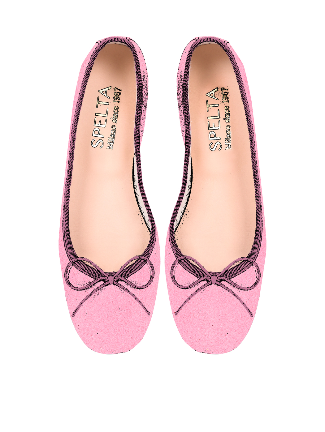 Ballet Flats Square-toe - Antique Rose Suede 