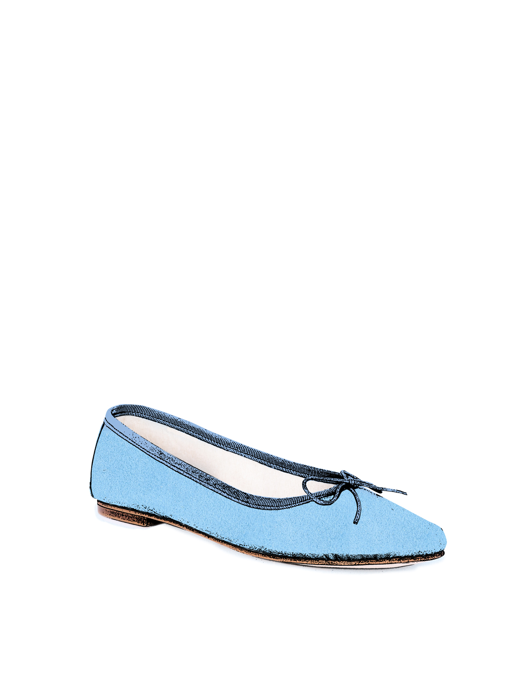 Ballet Flats Square-toe - Light Blue Suede 