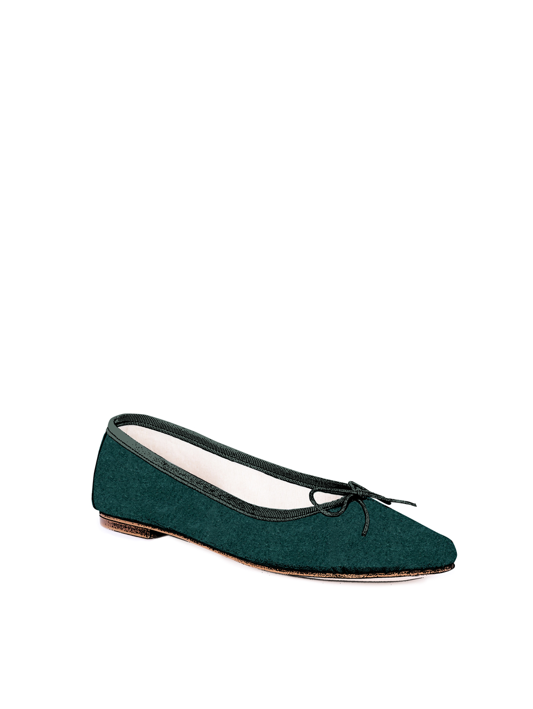 Ballet Flats Square-toe - Dark Green Suede 