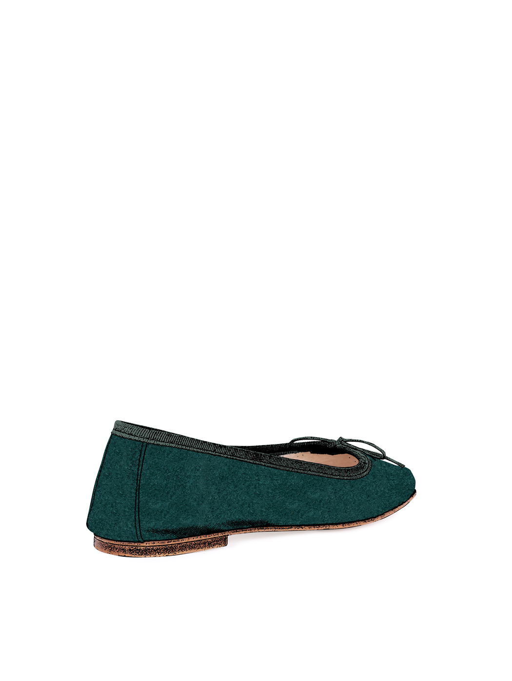 Ballet Flats Square-toe - Dark Green Suede 