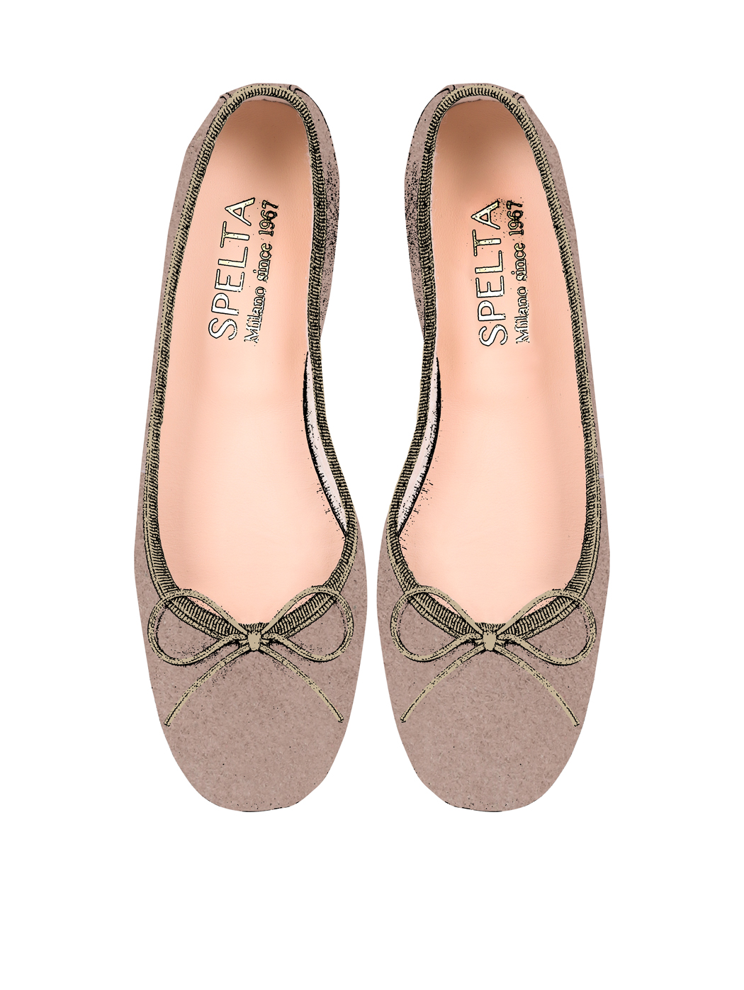 Ballet Flats Square-toe - Taupe Suede 