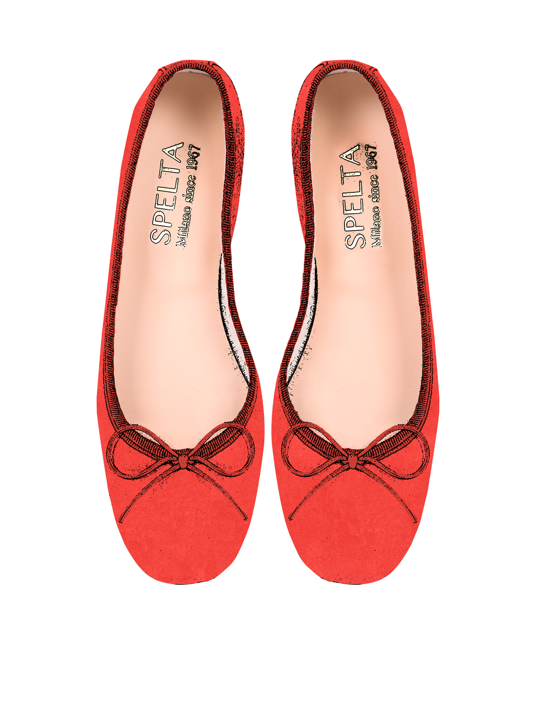 Ballet Flats Square-toe - Tangerine Suede