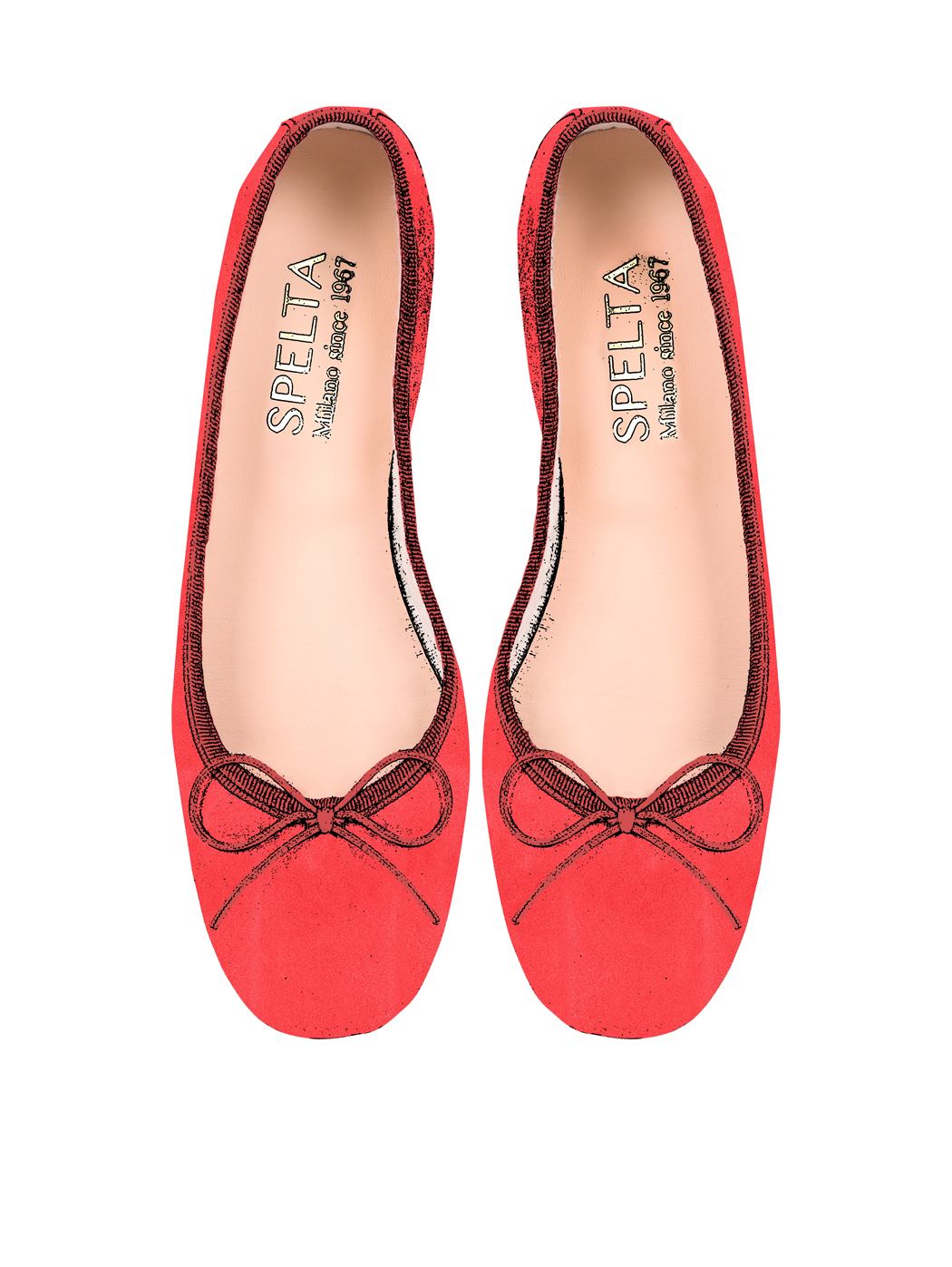 Ballet Flats Square-toe - Red Suede 
