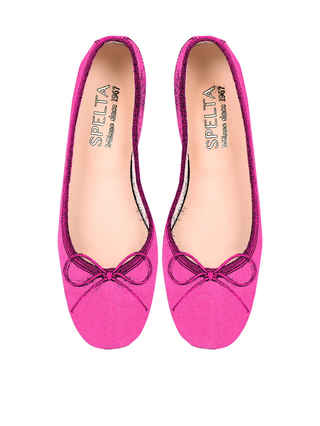 Ballet Flats Square-toe - Fuchsia Suede 