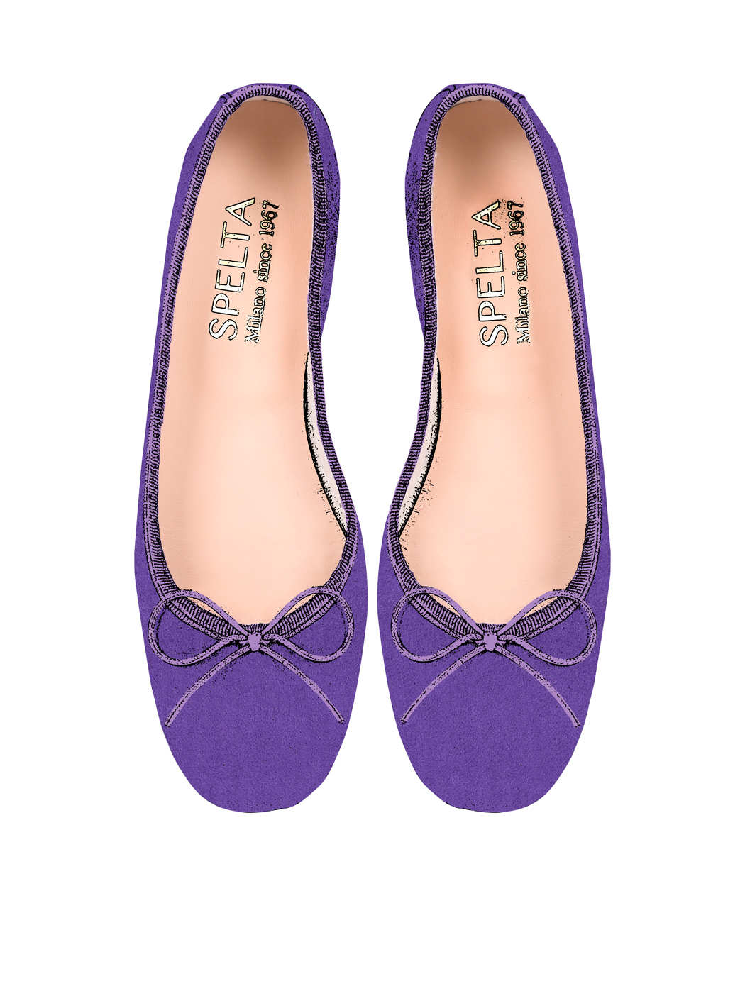 Ballet Flats Square-toe - Purple Suede 
