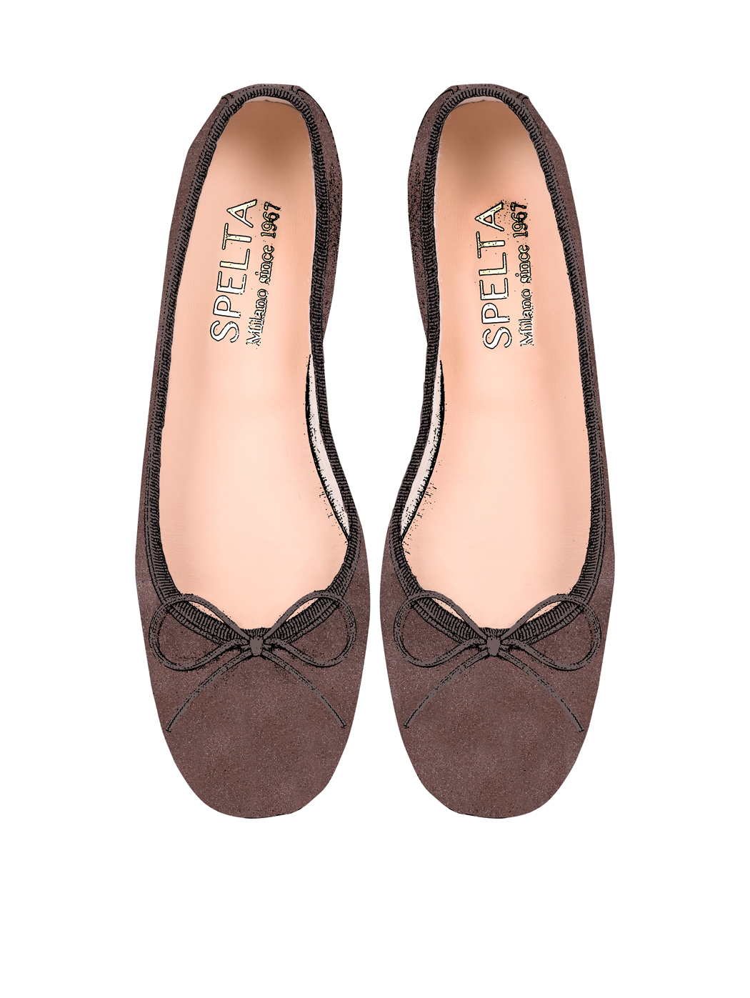 Ballet Flats Square-toe - Dark Brown Suede