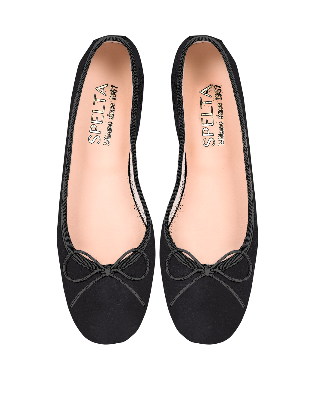 Ballet Flats Square-toe - Black Suede 