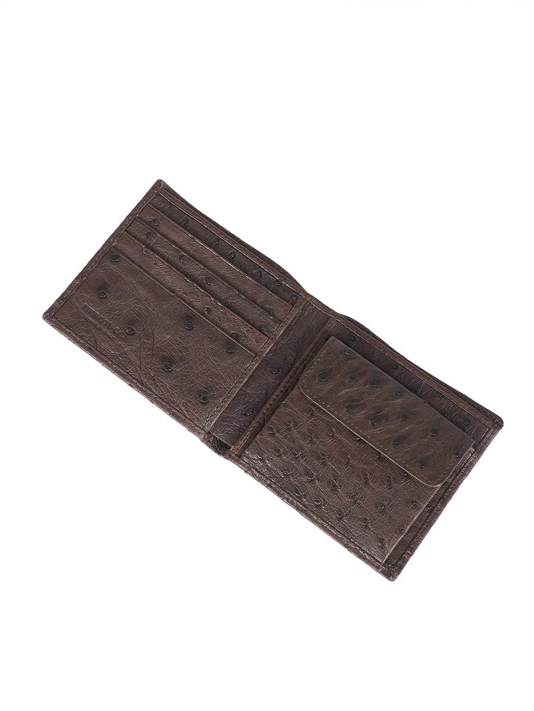 Wallet with coin purse Dark brown in Ostrich