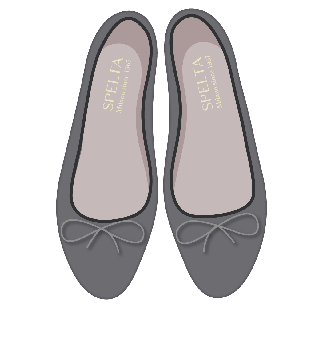 芭蕾鞋 -麂皮、 纳帕羊皮 深灰色 麂皮深灰色