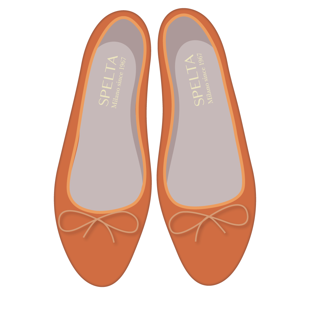 Ballet Flats - Orange Nappa