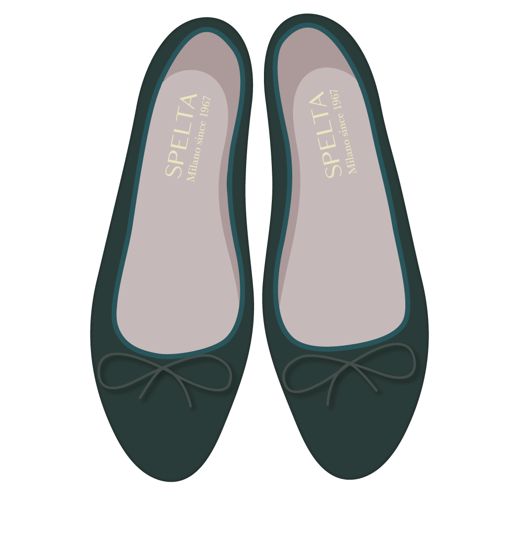 Ballet Flats - Dark Green Suede 