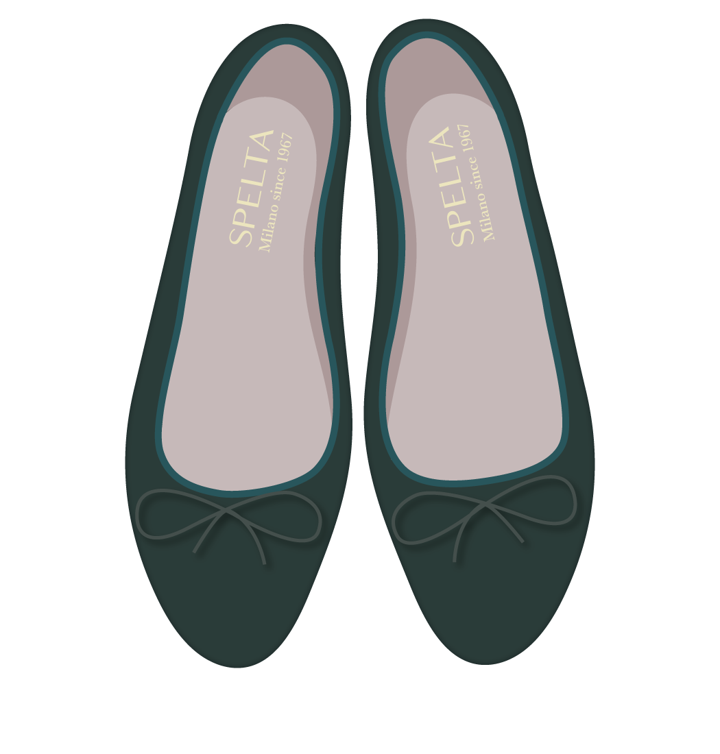 Ballet Flats - Dark Green Suede 