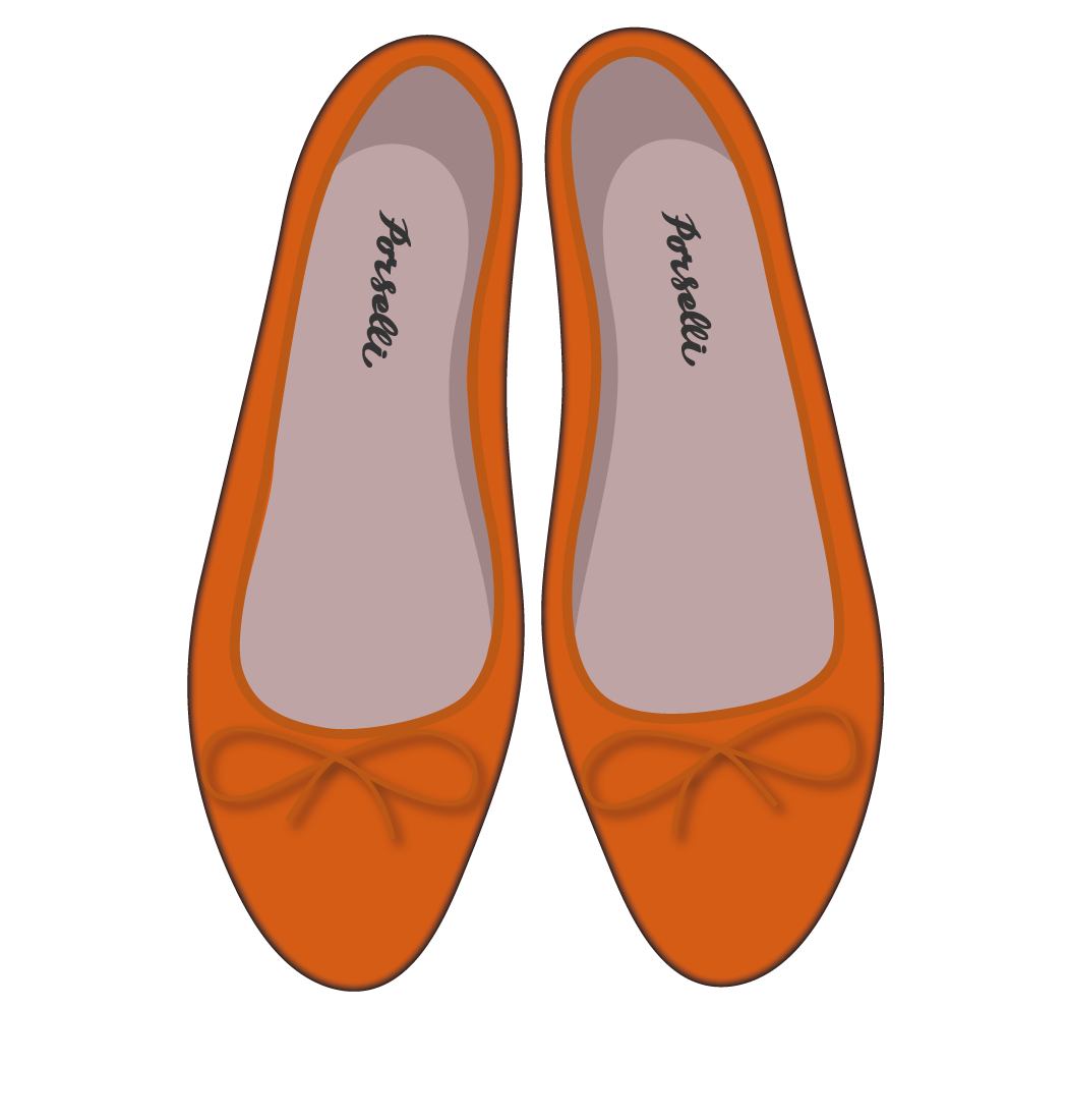 Оранжевые кожаные балетки