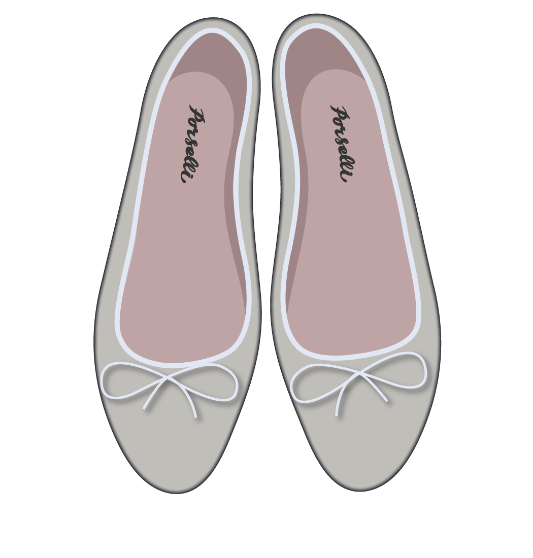 浅灰色羊皮经典款芭蕾舞鞋