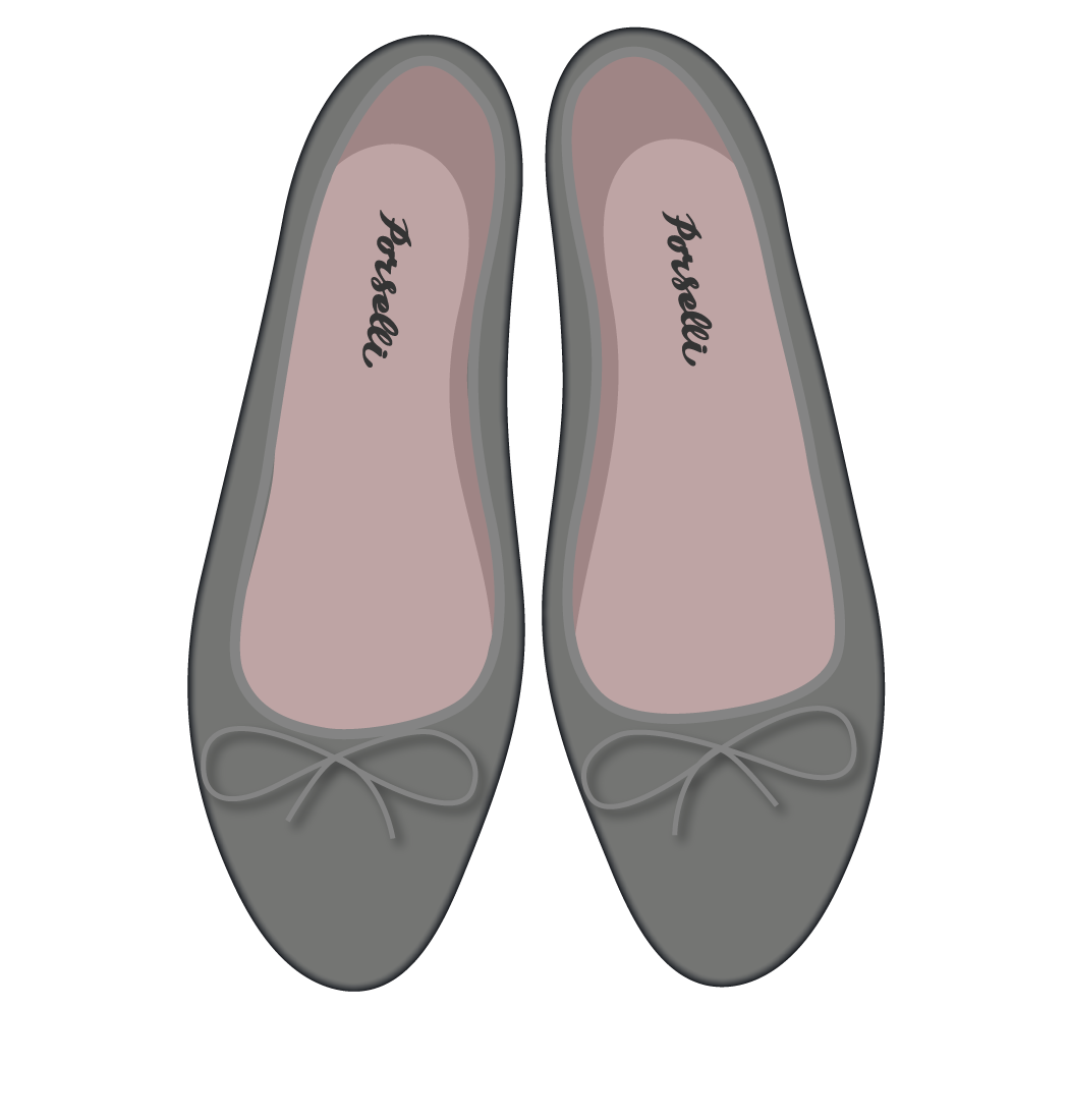 深灰色羊皮经典款芭蕾舞鞋