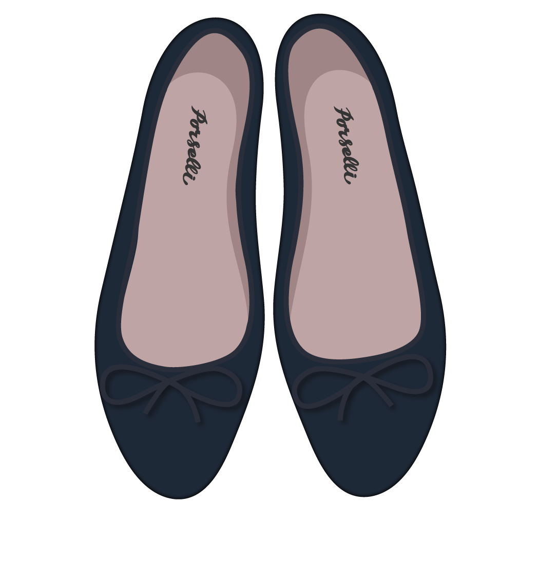 E.Porselli 深蓝色反绒羊皮经典款芭蕾舞鞋