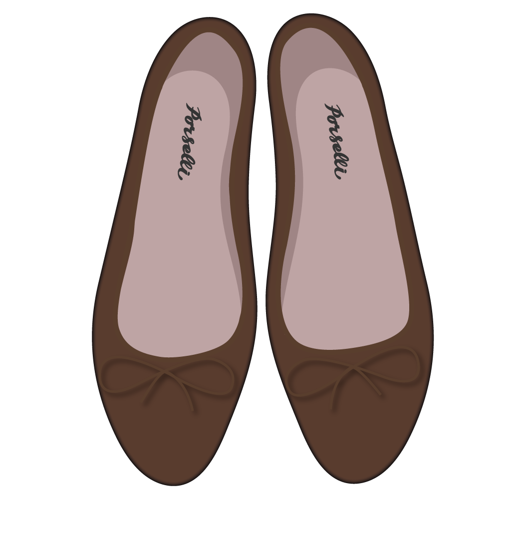 E.Porselli 巧克力色羊皮经典款芭蕾舞鞋