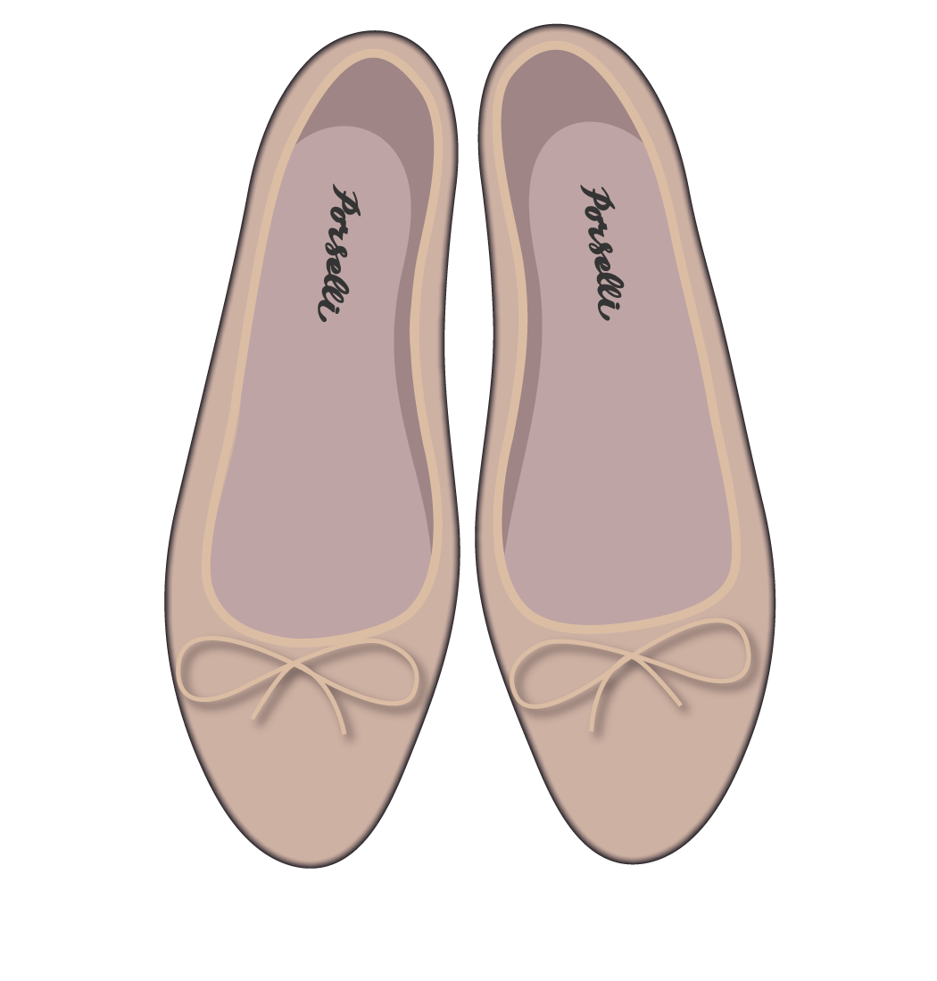 E.Porselli 裸色反绒羊皮经典款芭蕾舞鞋