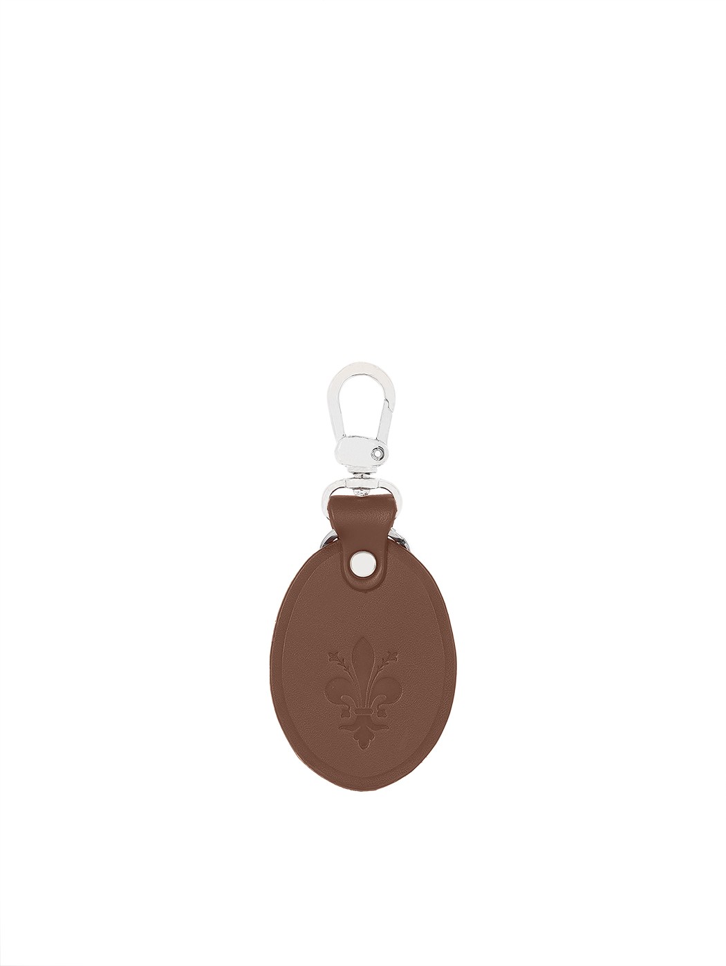 Cuoio Leather Key Lanyard, embossed Giglio Dark brown