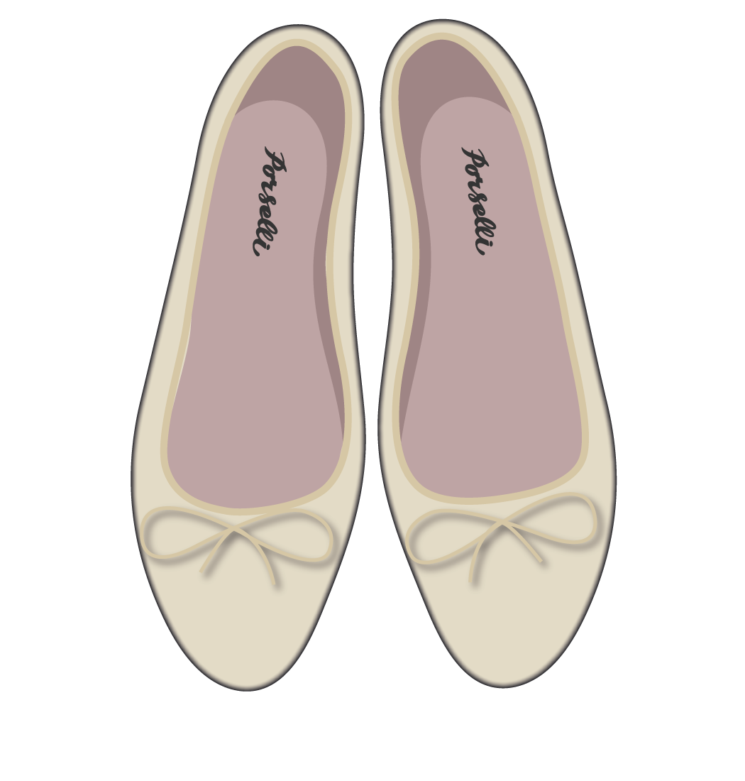 E.Porselli 骨色羊皮经典款芭蕾舞鞋