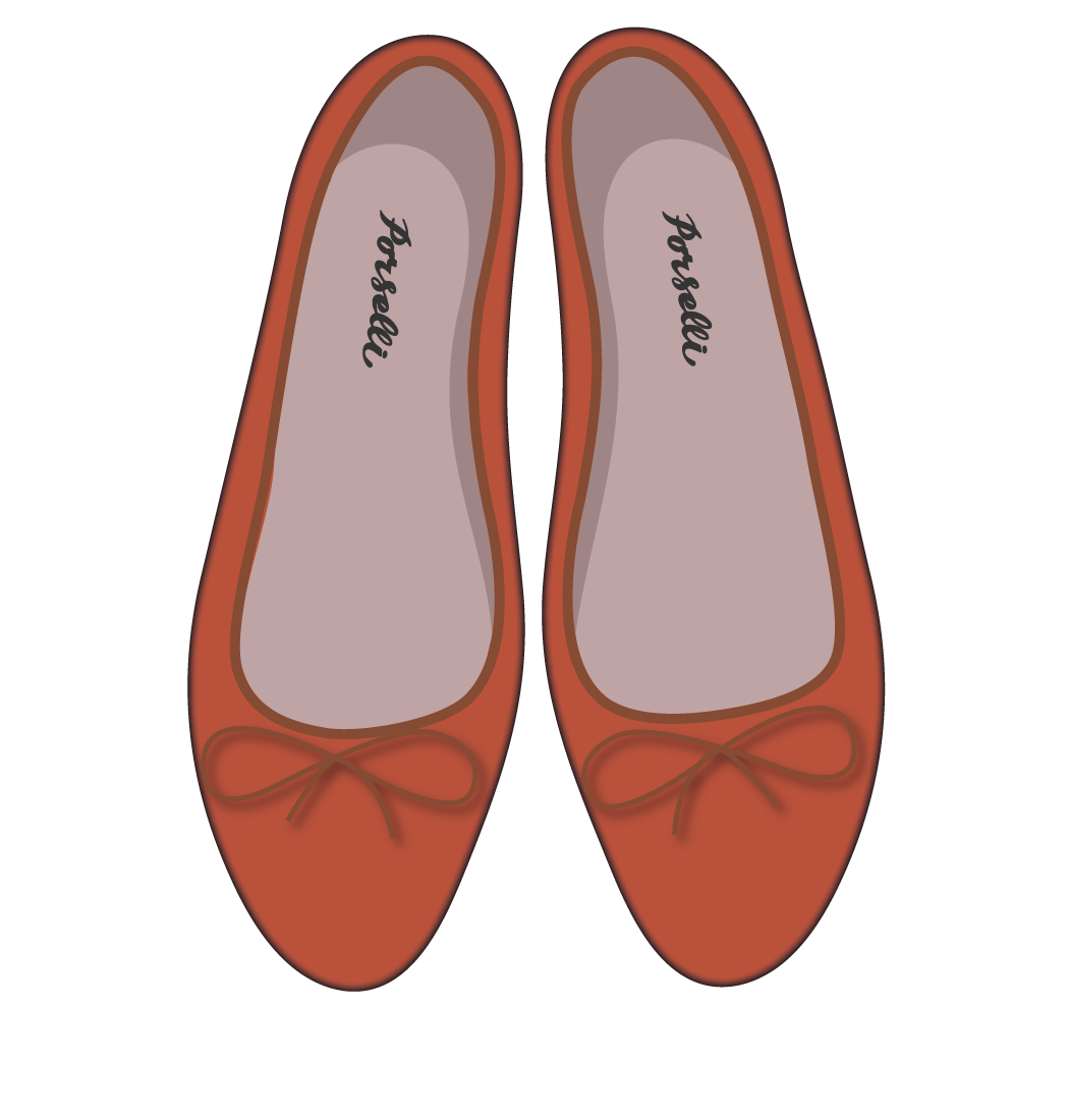 E.Porselli陶红色羊皮经典芭蕾舞鞋