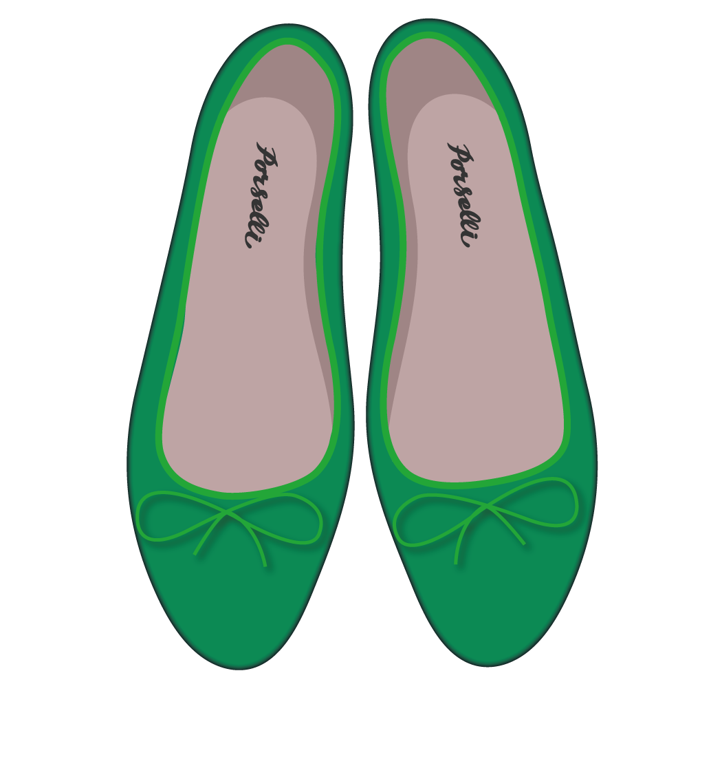 E.Porselli 棕榈绿羊皮经典款芭蕾舞鞋
