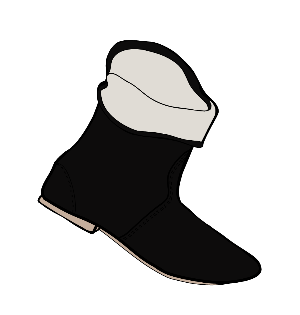 E.Porselli黑色羊皮经典翻折靴子
